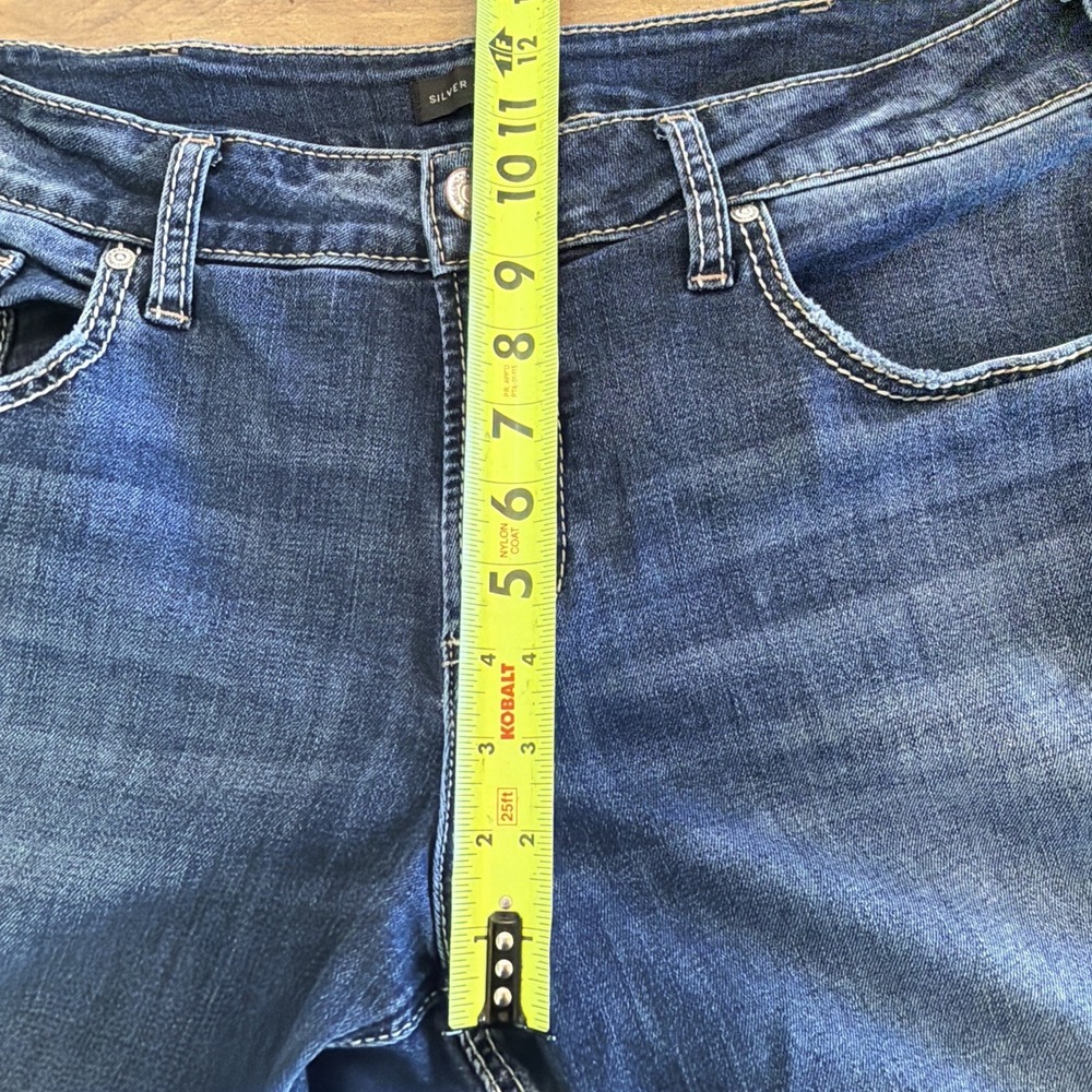 Silver Jeans Womens W34 L29 (act 34X30) Boyfriend Stretch Distressed Dark Wash - Picture 14 of 16
